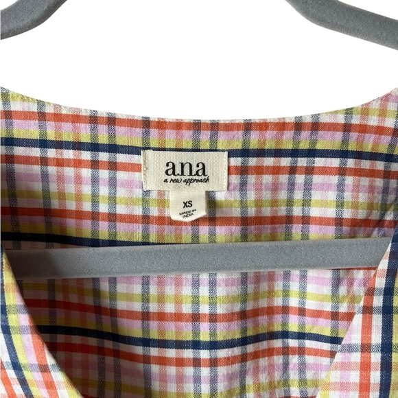 A.n.a Multicolor Plaid Women's Top XS - Picture 3 of 6
